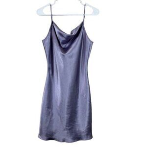 VTG Avon Intimates Lilac Satin Slip Dress with Draped Neck – Small